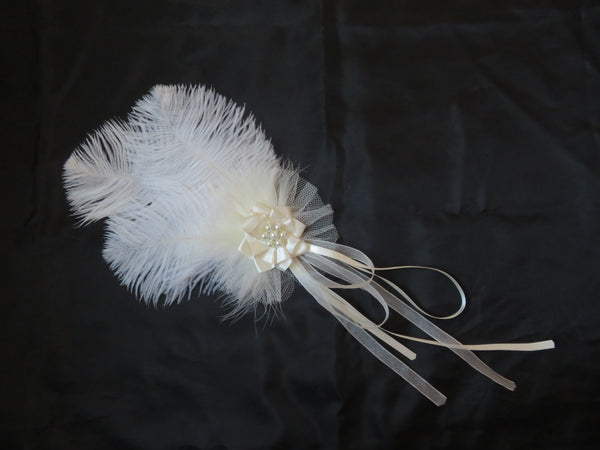 Ivory White Austen Feather Headpiece