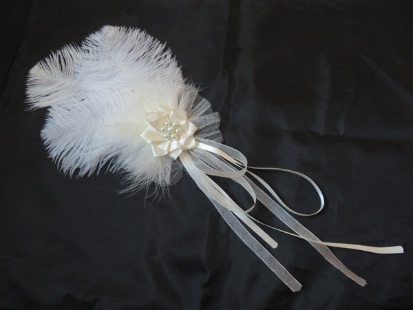 Ivory White Austen Feather Headpiece