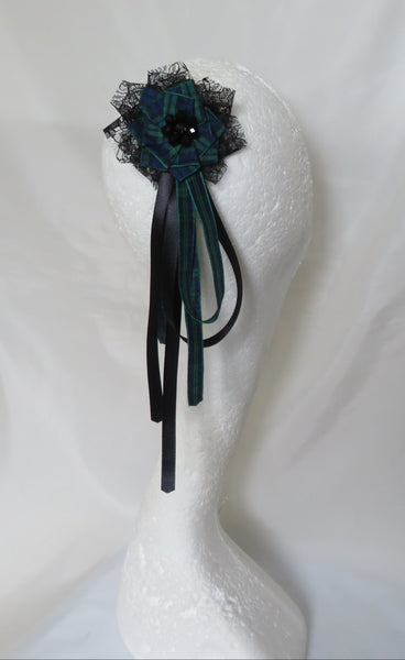 Black Watch Tartan Clip In Regency Ribbons