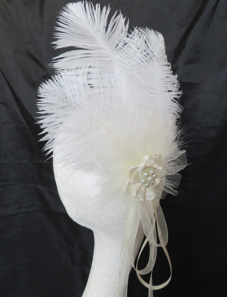 Ivory White Austen Feather Headpiece