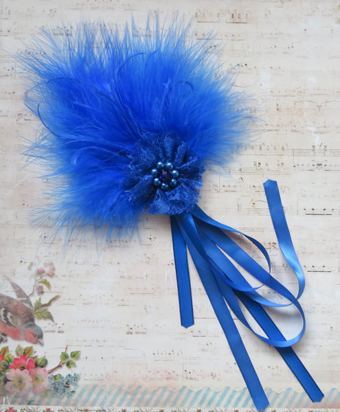 Royal Blue Fluffy Regency Hair Clip