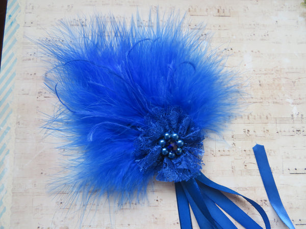 Royal Blue Fluffy Regency Hair Clip