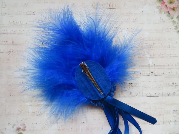 Royal Blue Fluffy Regency Hair Clip