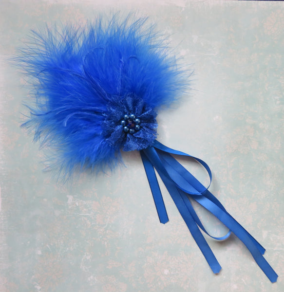 Royal Blue Fluffy Regency Hair Clip
