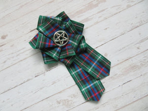 Rose Tartan Ribbon Ruffle Pentagram Brooch