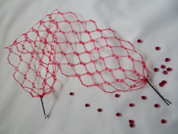 Red Narrow Vintage Veil