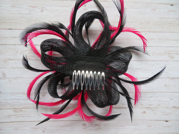 Black and Cerise Pink Spider Lily Fascinator