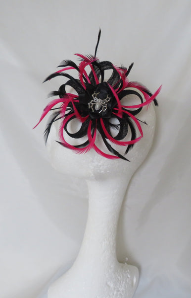 Black and Cerise Pink Spider Lily Fascinator