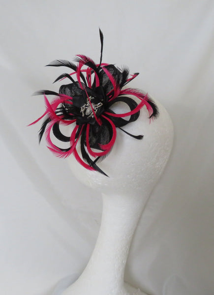 Black and Cerise Pink Spider Lily Fascinator
