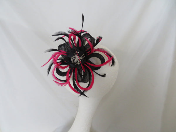 Black and Cerise Pink Spider Lily Fascinator