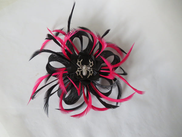 Black and Cerise Pink Spider Lily Fascinator