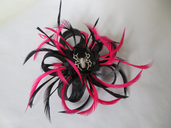 Black and Cerise Pink Spider Lily Fascinator