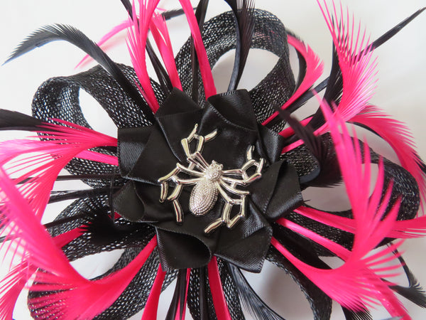 Black and Cerise Pink Spider Lily Fascinator