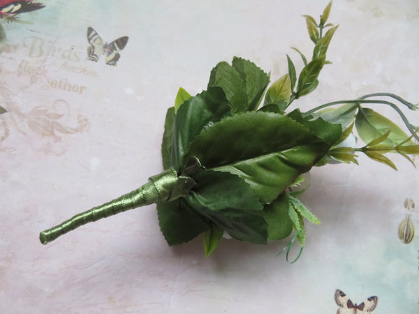 Green Pale Blue and Ivory Regency Flower Sprig
