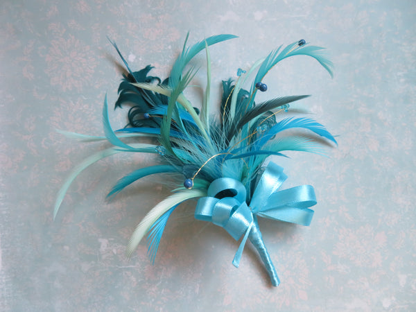 Turquoise Blue Shades Regency Feather Sprig