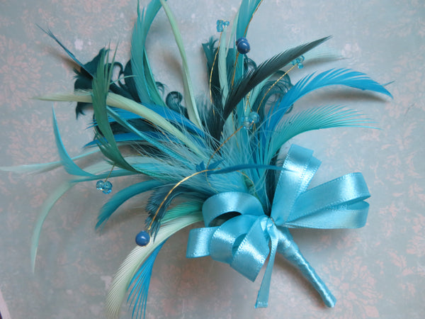 Turquoise Blue Shades Regency Feather Sprig