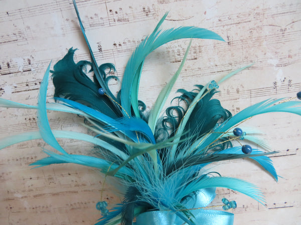 Turquoise Blue Shades Regency Feather Sprig