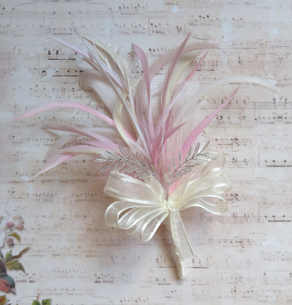 Pale Vintage Pink and Ivory Regency Feather Sprig
