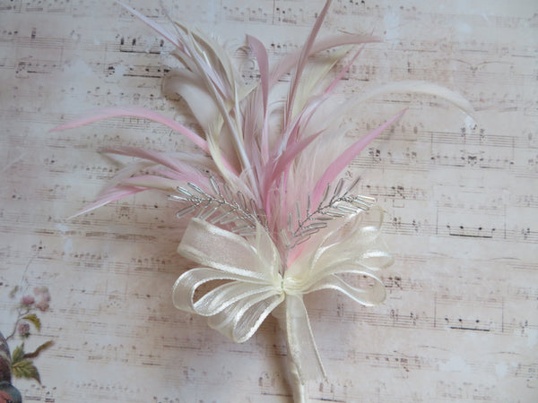 Pale Vintage Pink and Ivory Regency Feather Sprig
