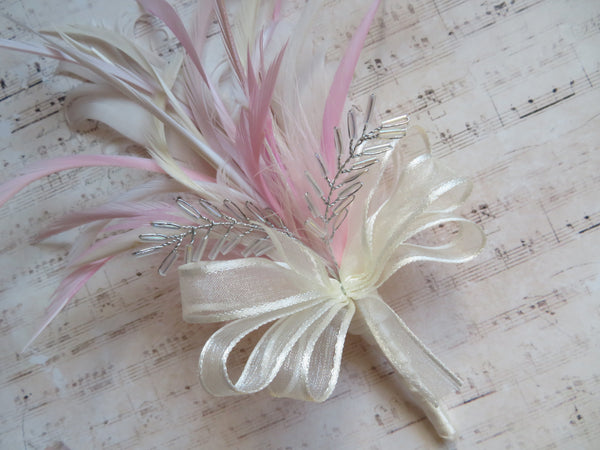 Pale Vintage Pink and Ivory Regency Feather Sprig