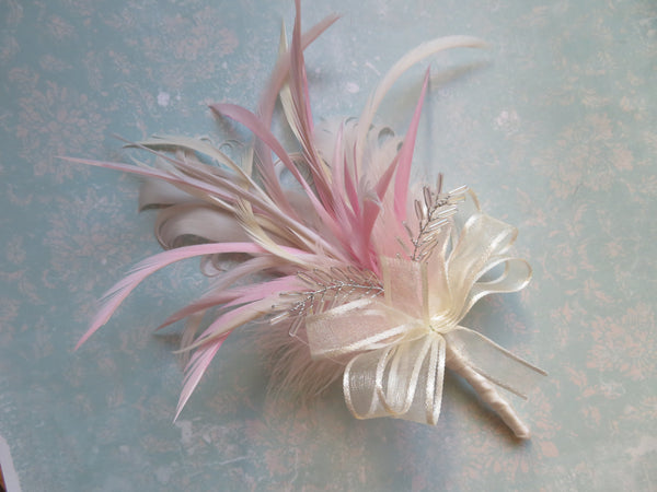 Pale Vintage Pink and Ivory Regency Feather Sprig