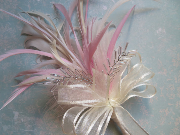 Pale Vintage Pink and Ivory Regency Feather Sprig