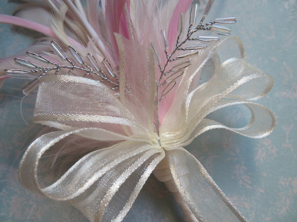 Pale Vintage Pink and Ivory Regency Feather Sprig