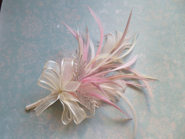 Pale Vintage Pink and Ivory Regency Feather Sprig