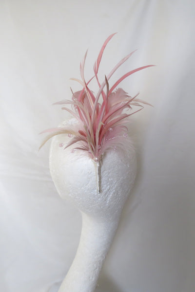 Vintage Rose Pink and Ivory Regency Feather Sprig