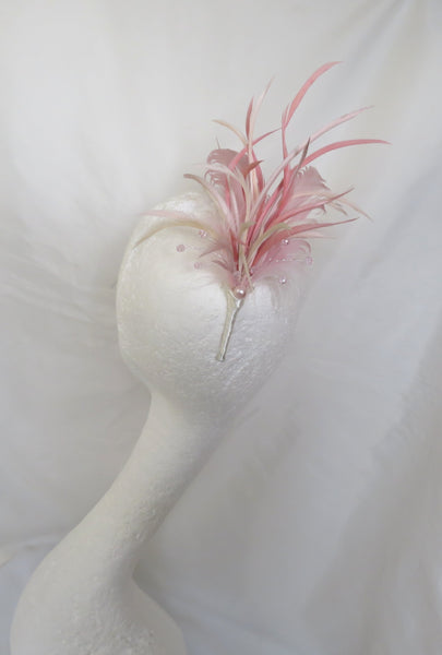 Vintage Rose Pink and Ivory Regency Feather Sprig