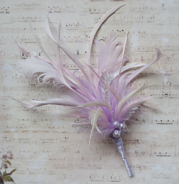 Lilac Lavender and Ivory Regency Feather Sprig
