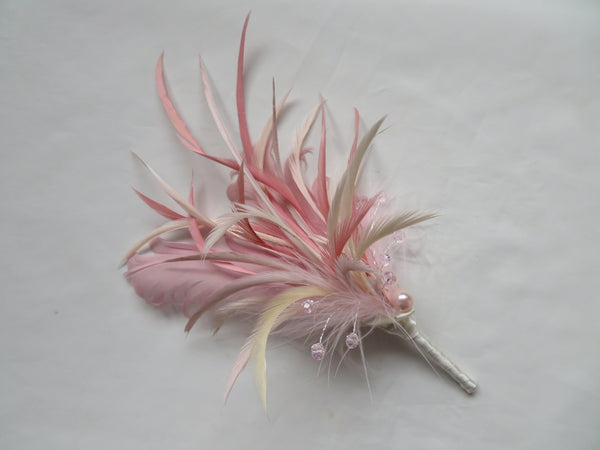 Vintage Rose Pink and Ivory Regency Feather Sprig