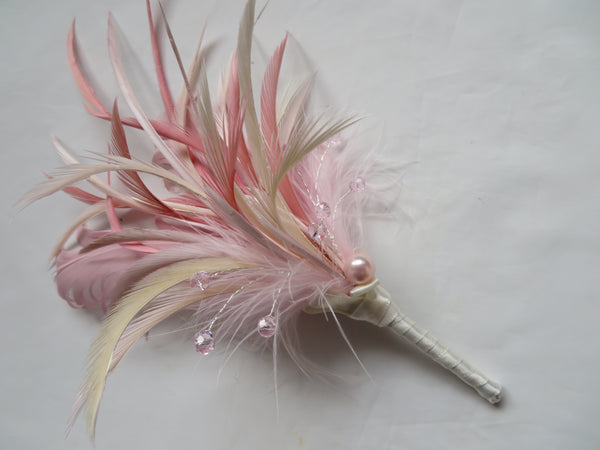 Vintage Rose Pink and Ivory Regency Feather Sprig