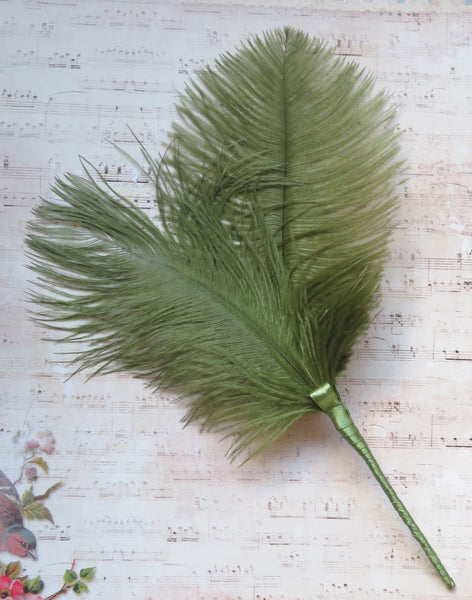 Olive Green Regency Ostrich Feather Sprig