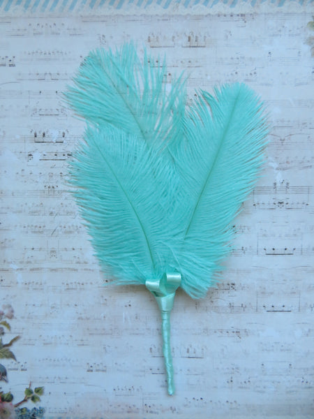 Aquamarine Blue Regency Ostrich Feather Sprig