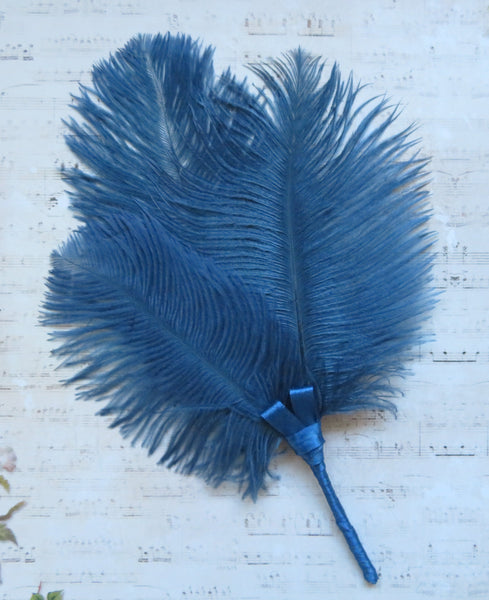 Prussian Navy Blue Regency Ostrich Feather Sprig
