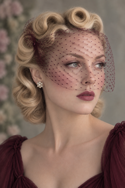 Dark Burgundy Narrow Veil