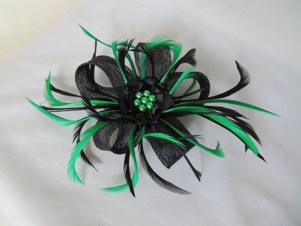 Black and Emerald Green Lily Fascinator