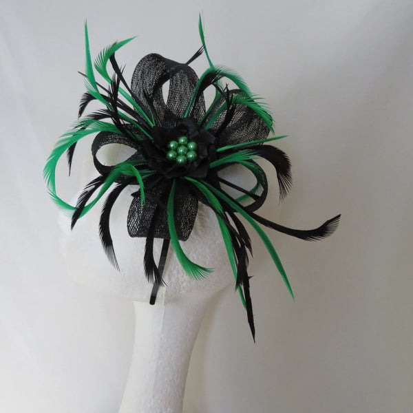 Black and Emerald Green Lily Fascinator