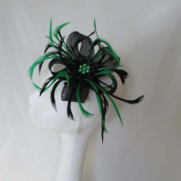 Black and Emerald Green Lily Fascinator