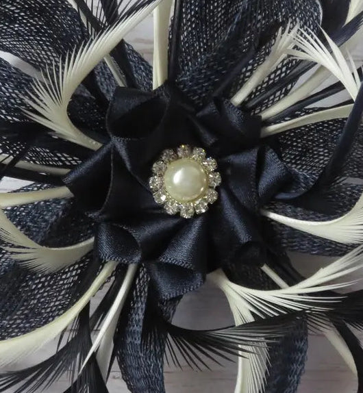 Navy and Ivory Lilianne Fascinator