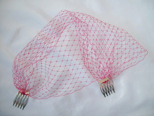 Cerise Pink Bandeau Veil
