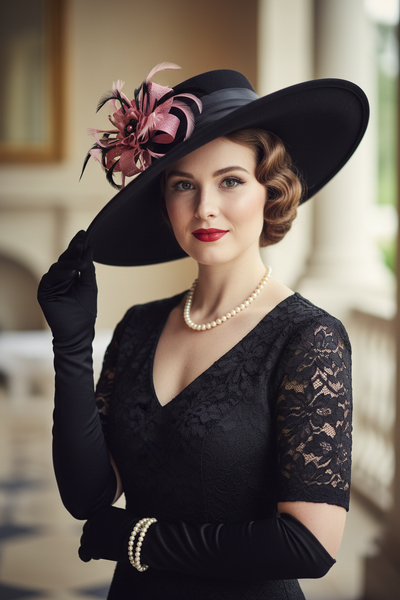 Dusky Rose Pink and Black Mini Lily Fascinator