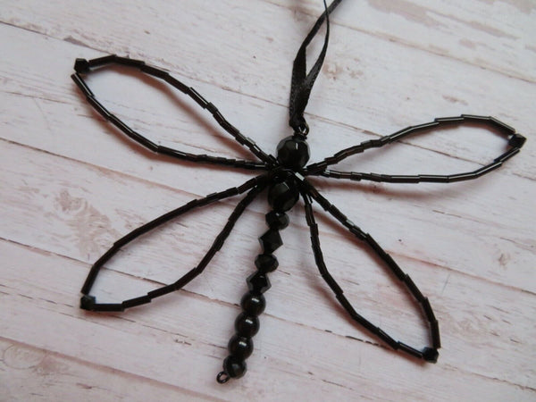 Black Beaded Crystal Dragonfly