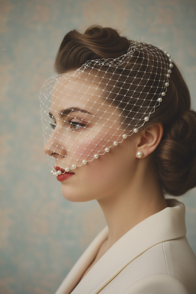 Vintage Lady with Pearl Veil