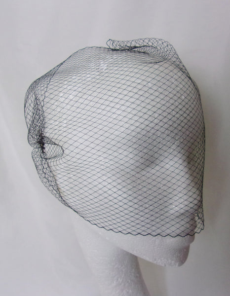 Black Birdcage Veil - Fine Weave Fishnet Vintage Blusher Bandeau with Combs - Goth Gothic Bride Wedding Veils - Ready Made