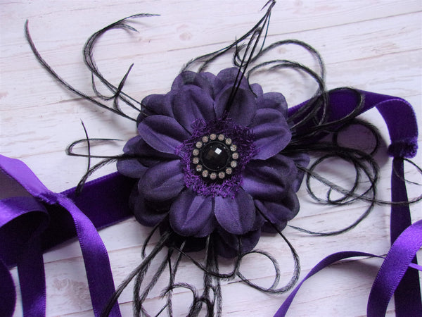 Purple & Black Penny Blossom Flapper Band