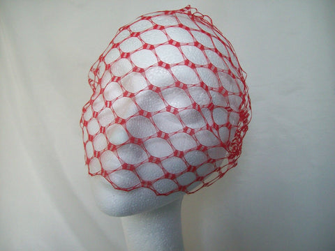 Scarlet Red Vintage Waffle Weave 1940's - 1950's Style Birdcage Bandeau Wedding Bridal Veil - Gothic Diva Wedding Designs