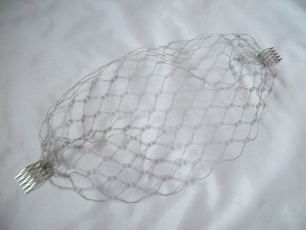 Pewter Grey Vintage Waffle Weave 1940's - 1950's Style Birdcage Bandeau Wedding Bridal Veil - Gothic Diva Wedding Designs