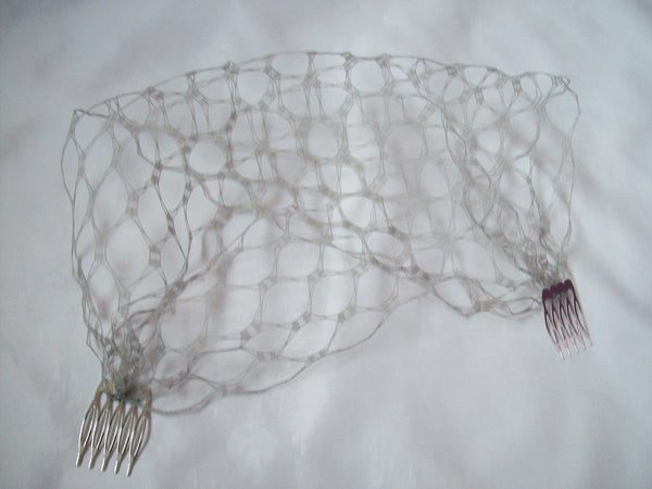 Pewter Grey Vintage Waffle Weave 1940's - 1950's Style Birdcage Bandeau Wedding Bridal Veil - Gothic Diva Wedding Designs